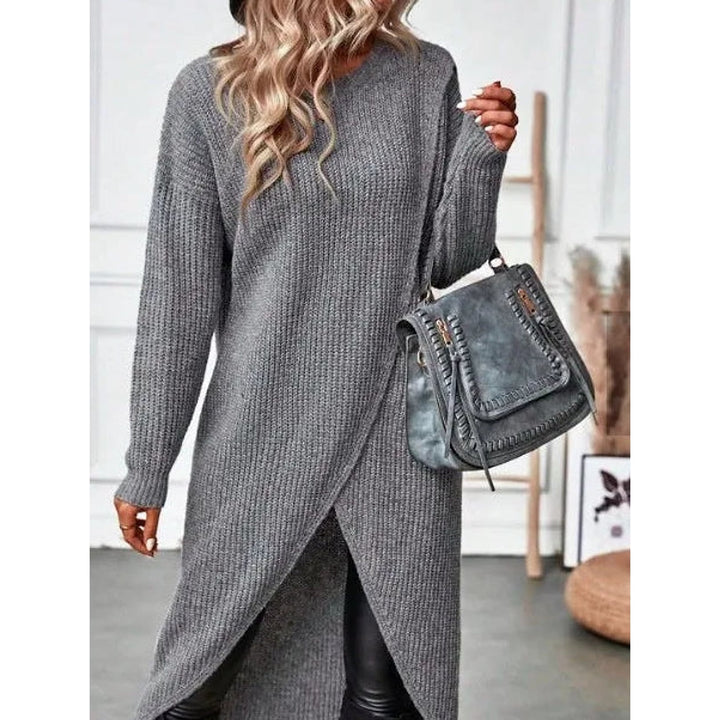Women's Crossover Hem Sweater Dress, front view