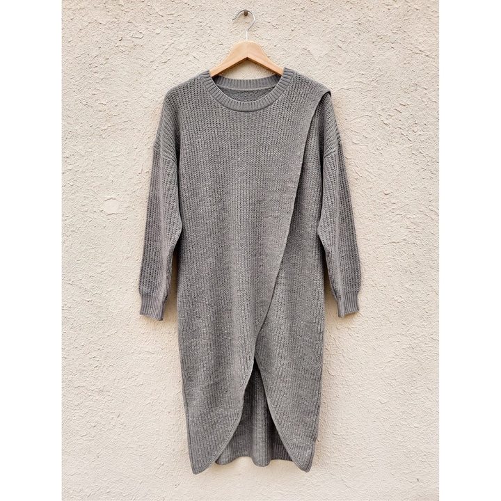 Women's Crossover Hem Sweater Dress, front view 2