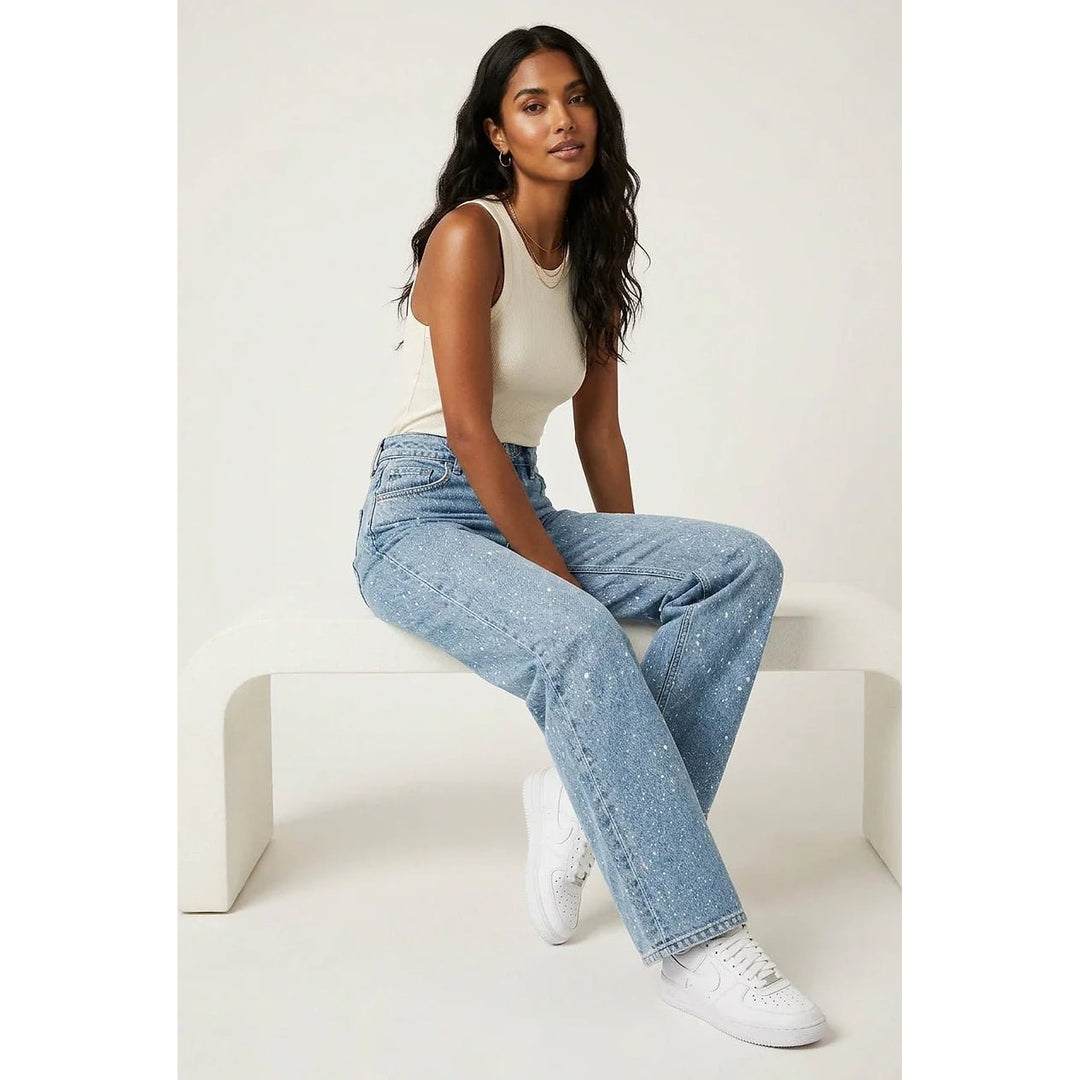 Women's Glitter Jeans in Blue, front view