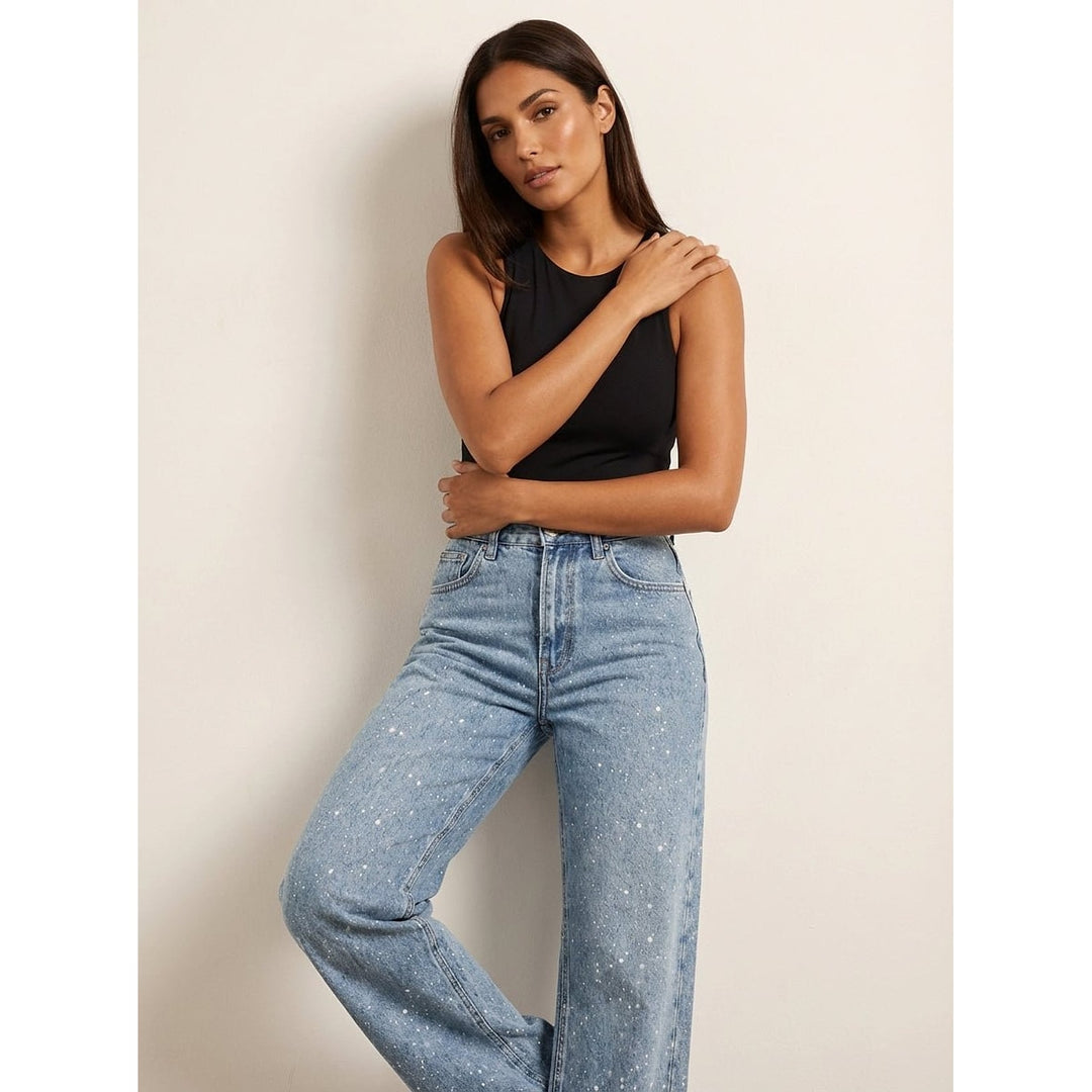 Women's Glitter Jeans, front view 2