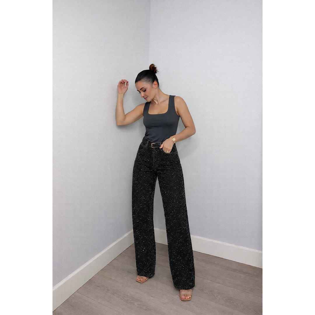 Women's Glitter Jeans, front view 3