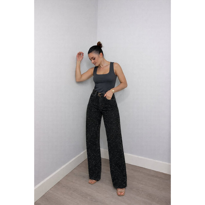 Women's Glitter Jeans, front view 3