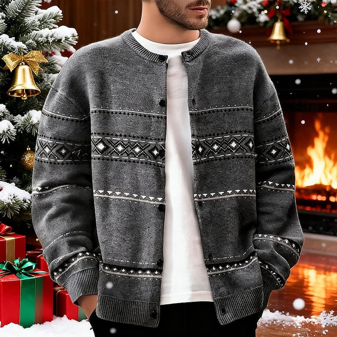 Men's Christmas Cardigan, worn view