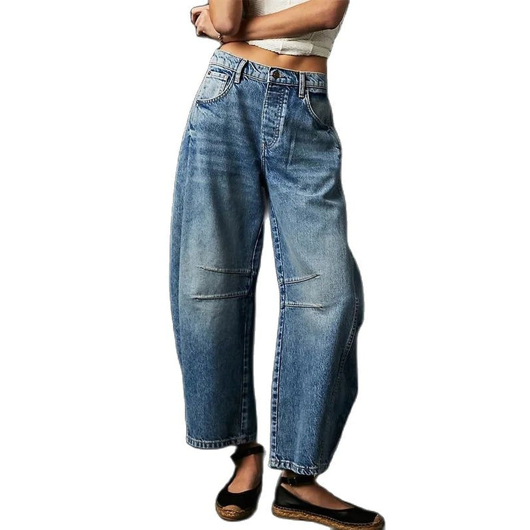 Women's Cropped Barrel Jeans, front view 3
