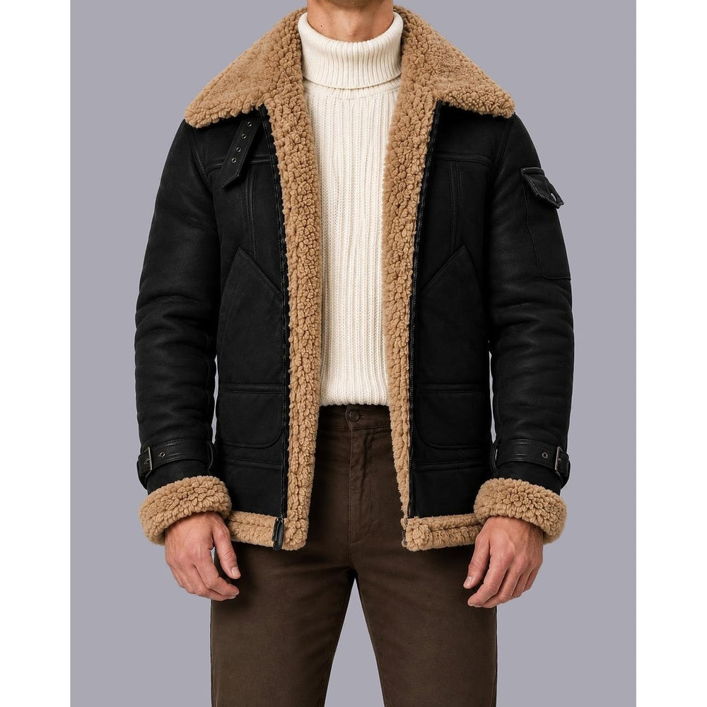 Men's Aviator Jacket in Black, front view