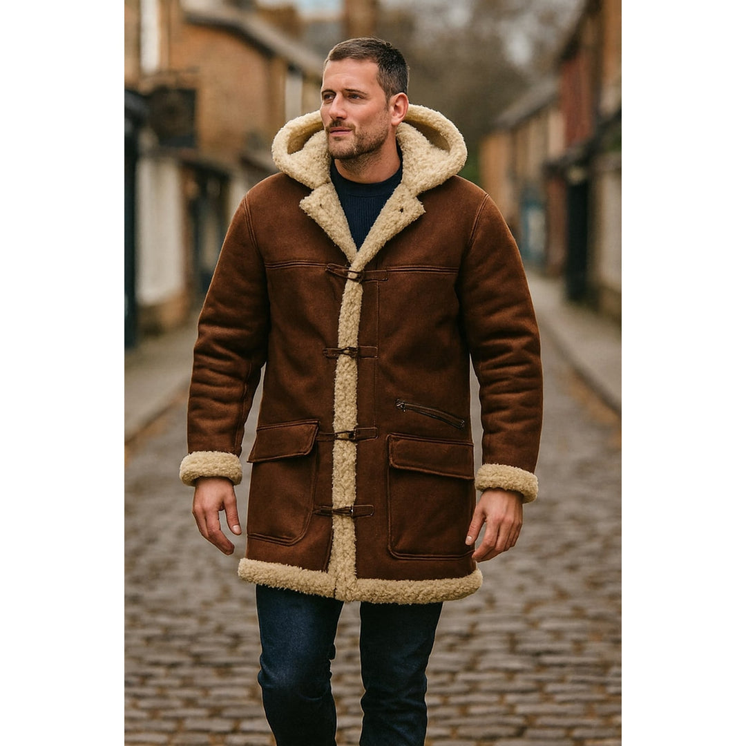 Men's Faux Shearling Coat, front view 2