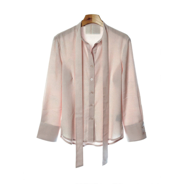 Women's Tie Waist Blouse in Light Pink, front view