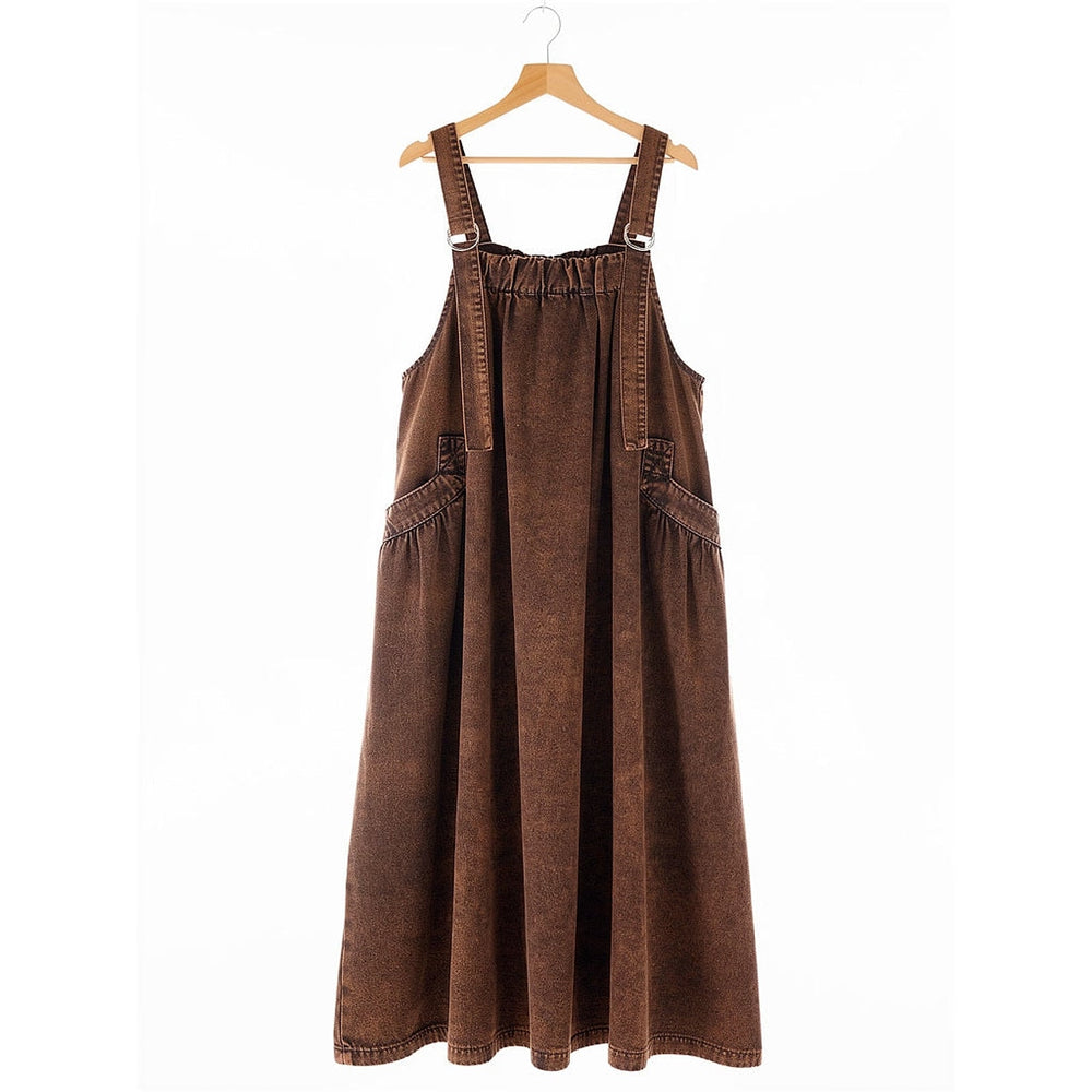 Women's Denim Pinafore Dress, front view