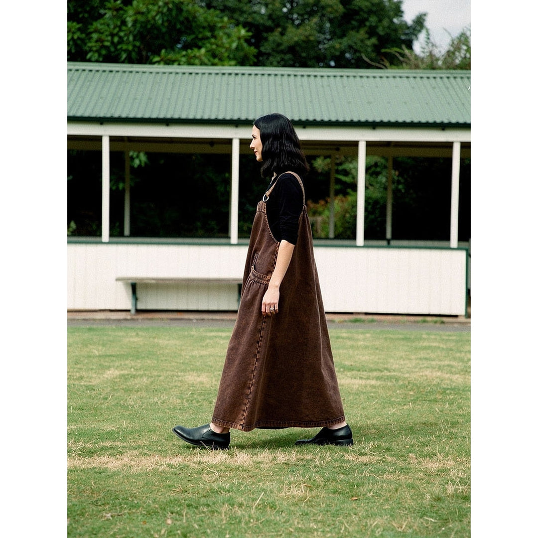 Women's Denim Pinafore Dress, side view