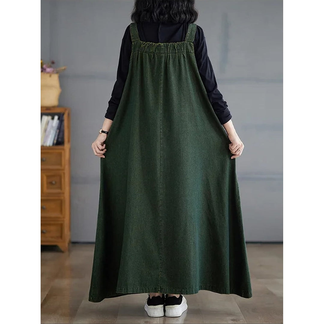Women's Denim Pinafore Dress, back view