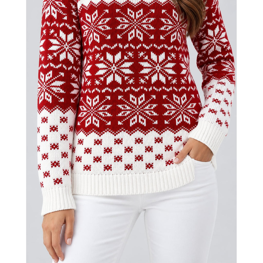 Women's Nordic Snowflake Christmas Sweater, detail view