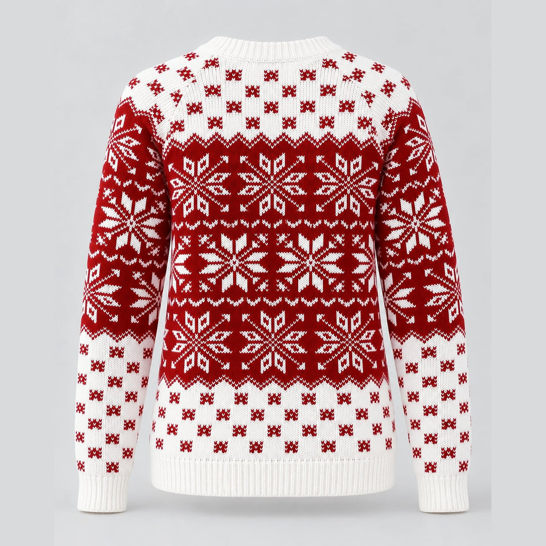 Women's Nordic Snowflake Christmas Sweater, back view 2