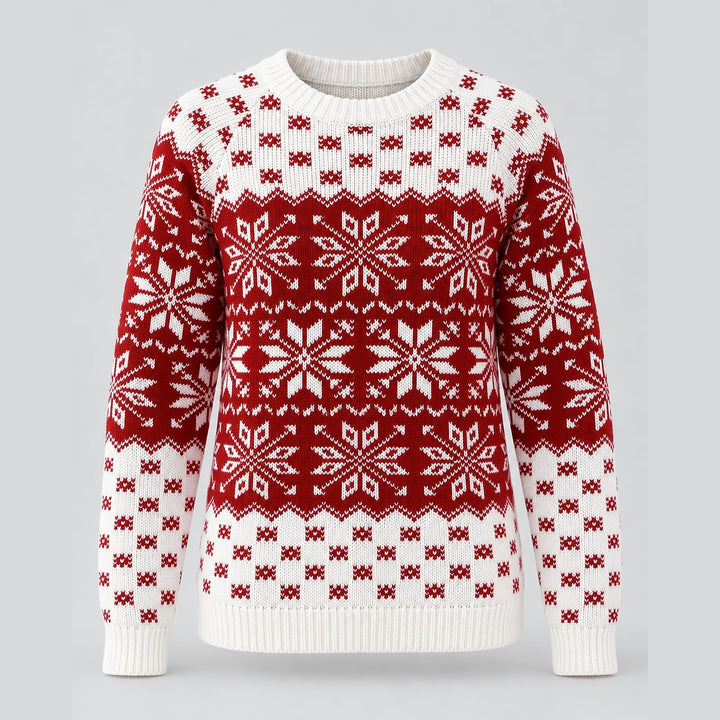 Women's Nordic Snowflake Christmas Sweater, front view 2