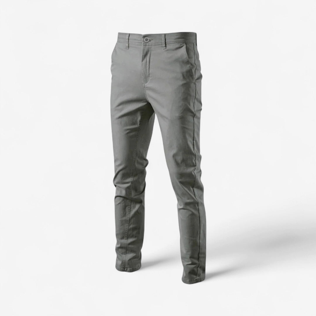 Men's Cotton Blend Chinos in Gray, front view