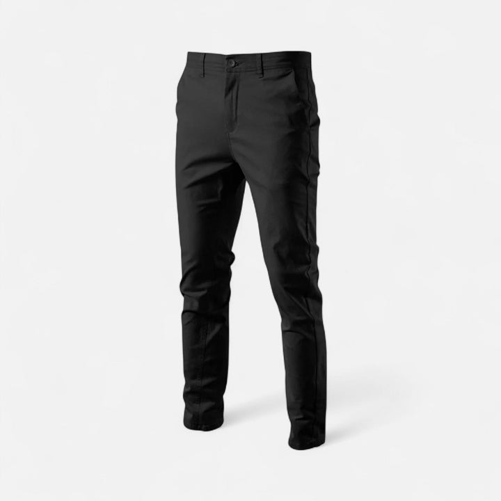 Men's Cotton Blend Chinos in Black, front view