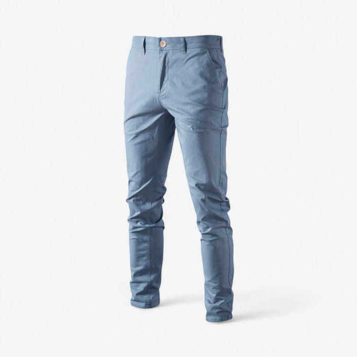 Men's Cotton Blend Chinos in Light Blue, front view