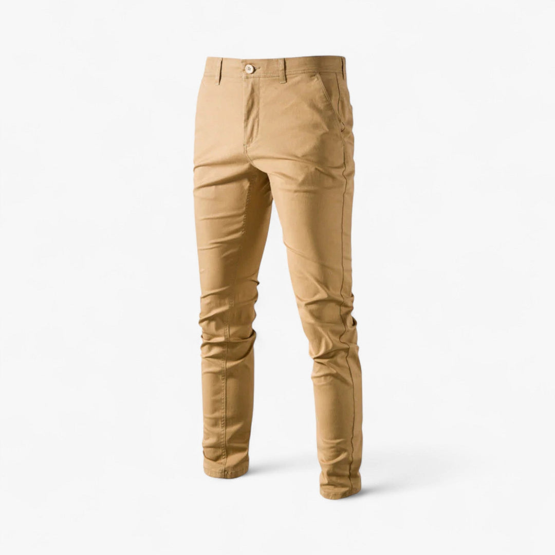 Men's Cotton Blend Chinos in Yellow, front view