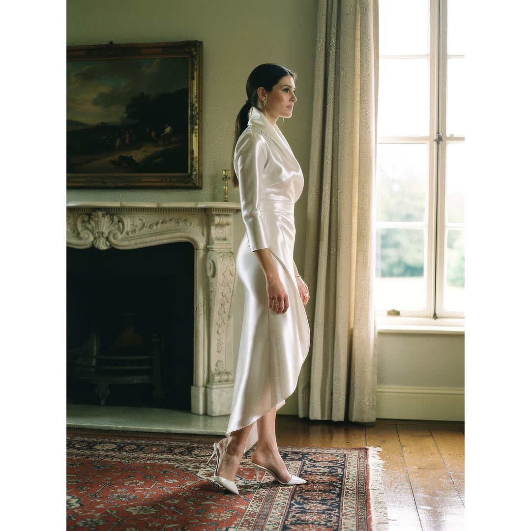 Women's Satin Wrap Midi Dress, side view