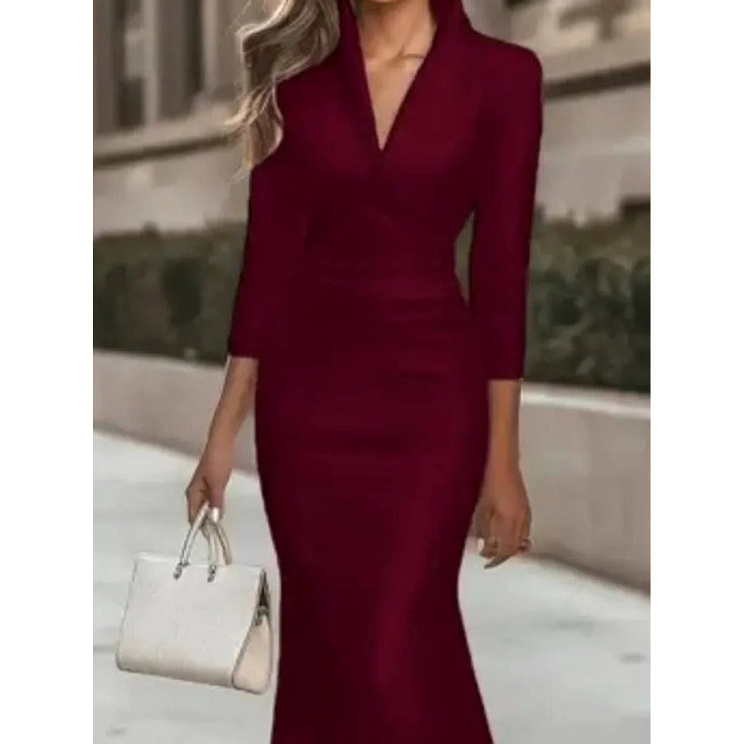 Women's Satin Wrap Midi Dress, front view 2