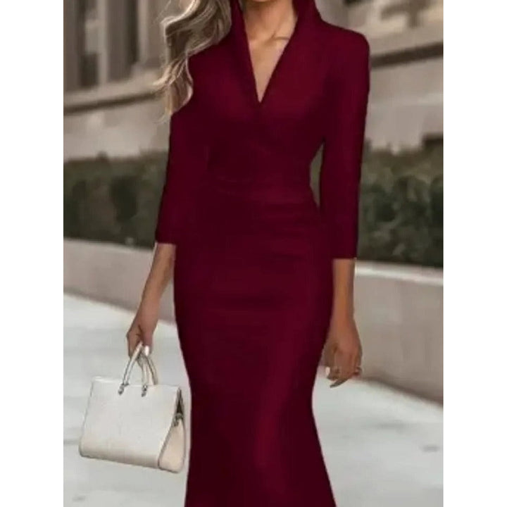 Women's Satin Wrap Midi Dress, front view 2