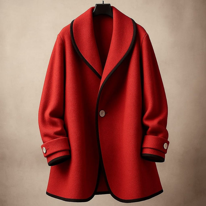 Women's Oversized Swing Coat in Red, front view
