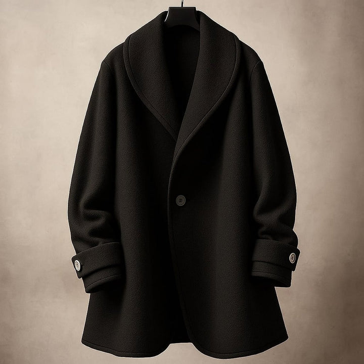 Women's Oversized Swing Coat in Black, front view