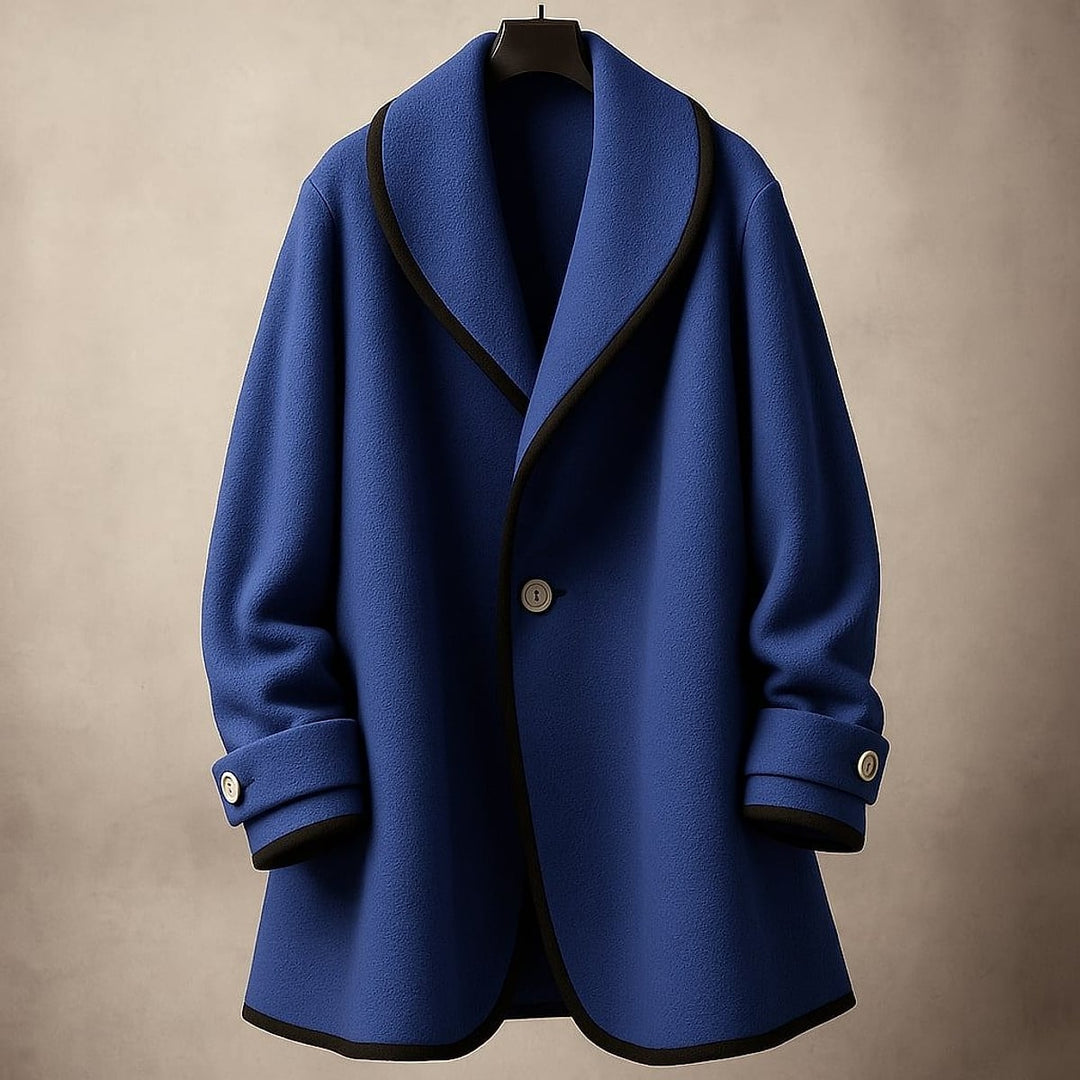 Women's Oversized Swing Coat in Blue, front view