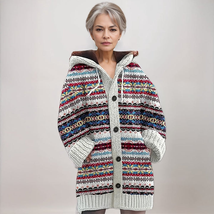 Women's Snowflake Knit Cardigan in Multicolor, front view