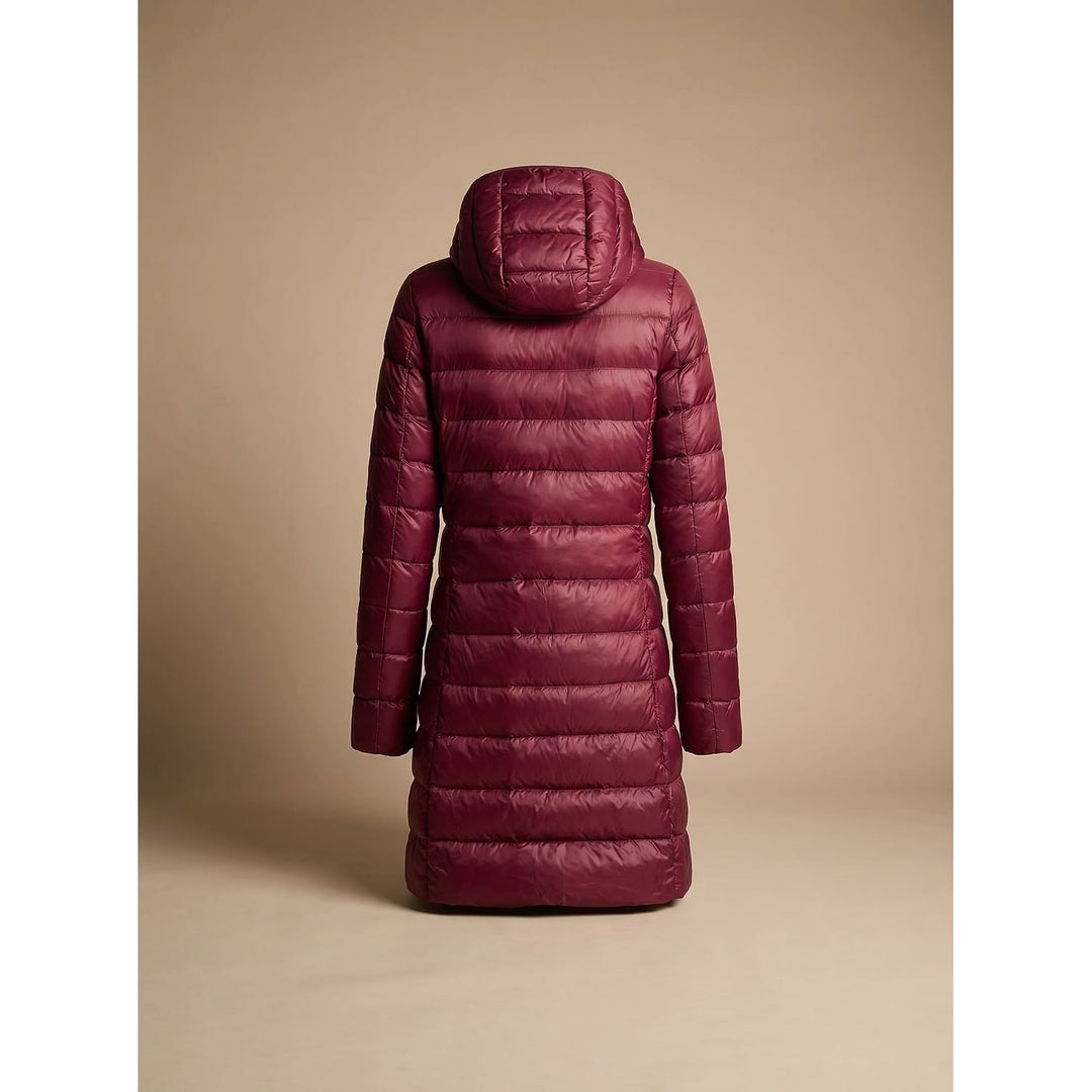 Women's Long Hooded Puffer Jacket, back view