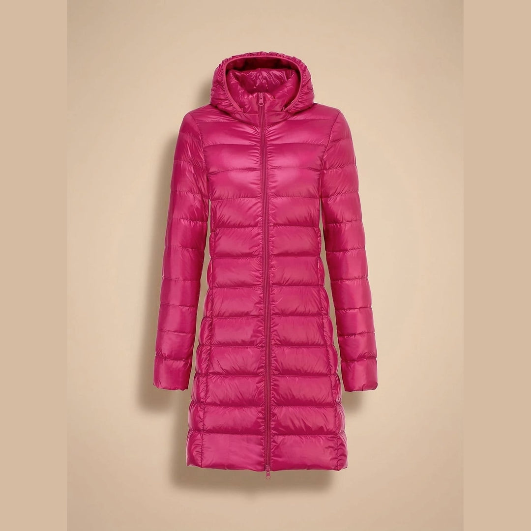 Women's Long Hooded Puffer Jacket, detail view 4