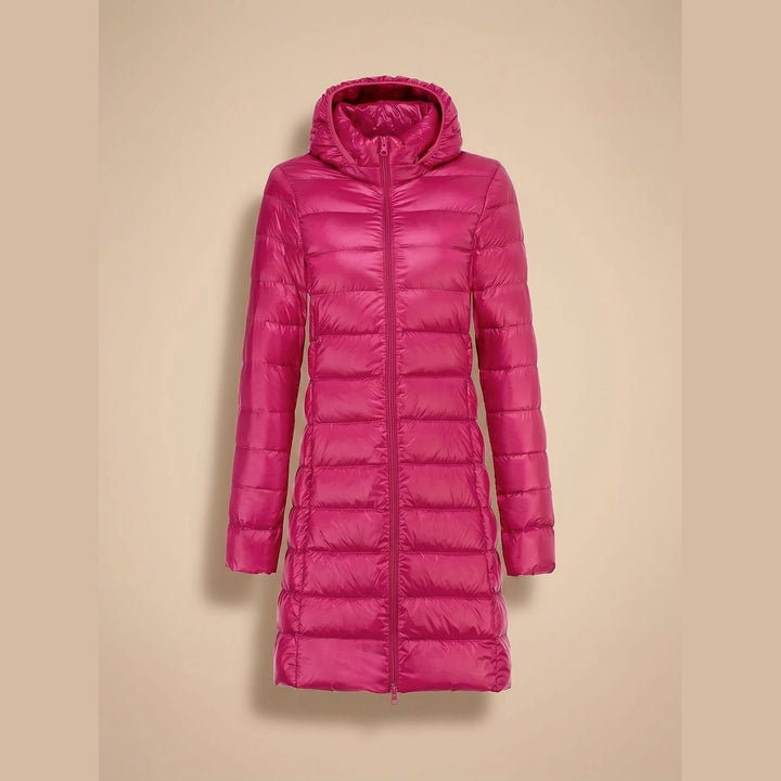 Women's Long Hooded Puffer Jacket, detail view 4