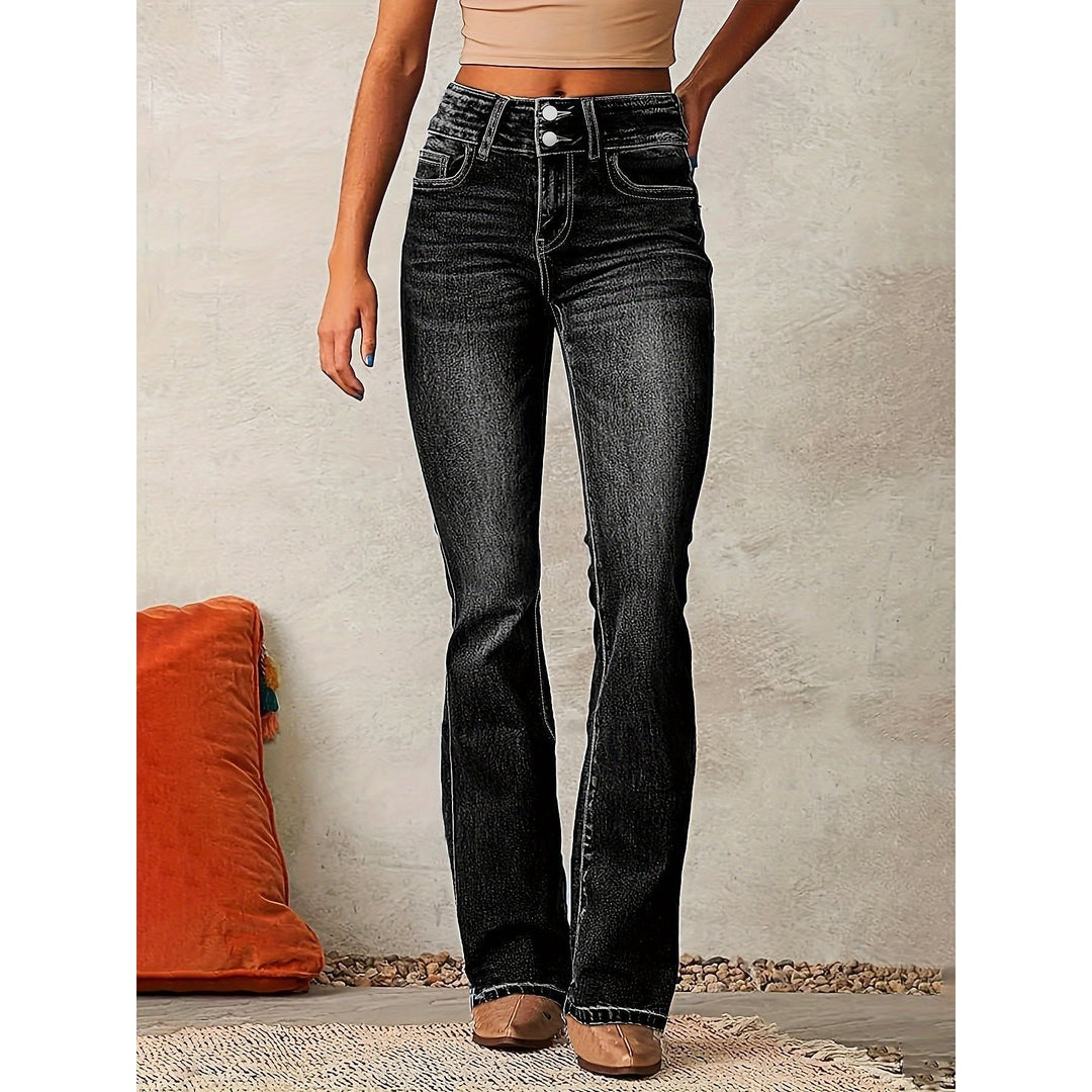 Women’s Bootcut Jeans in Black, front view
