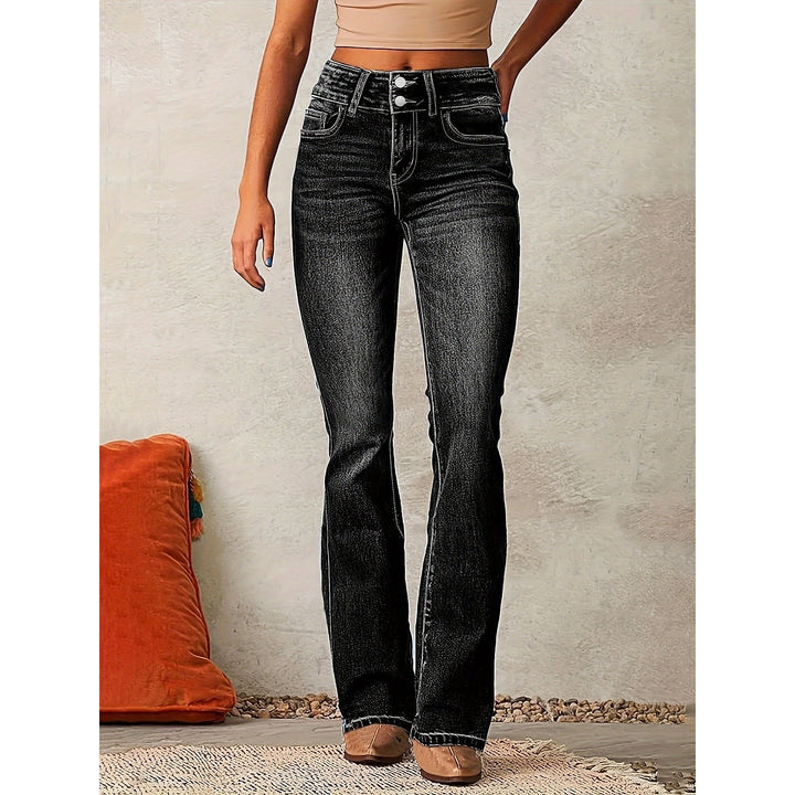 Women’s Bootcut Jeans in Black, front view