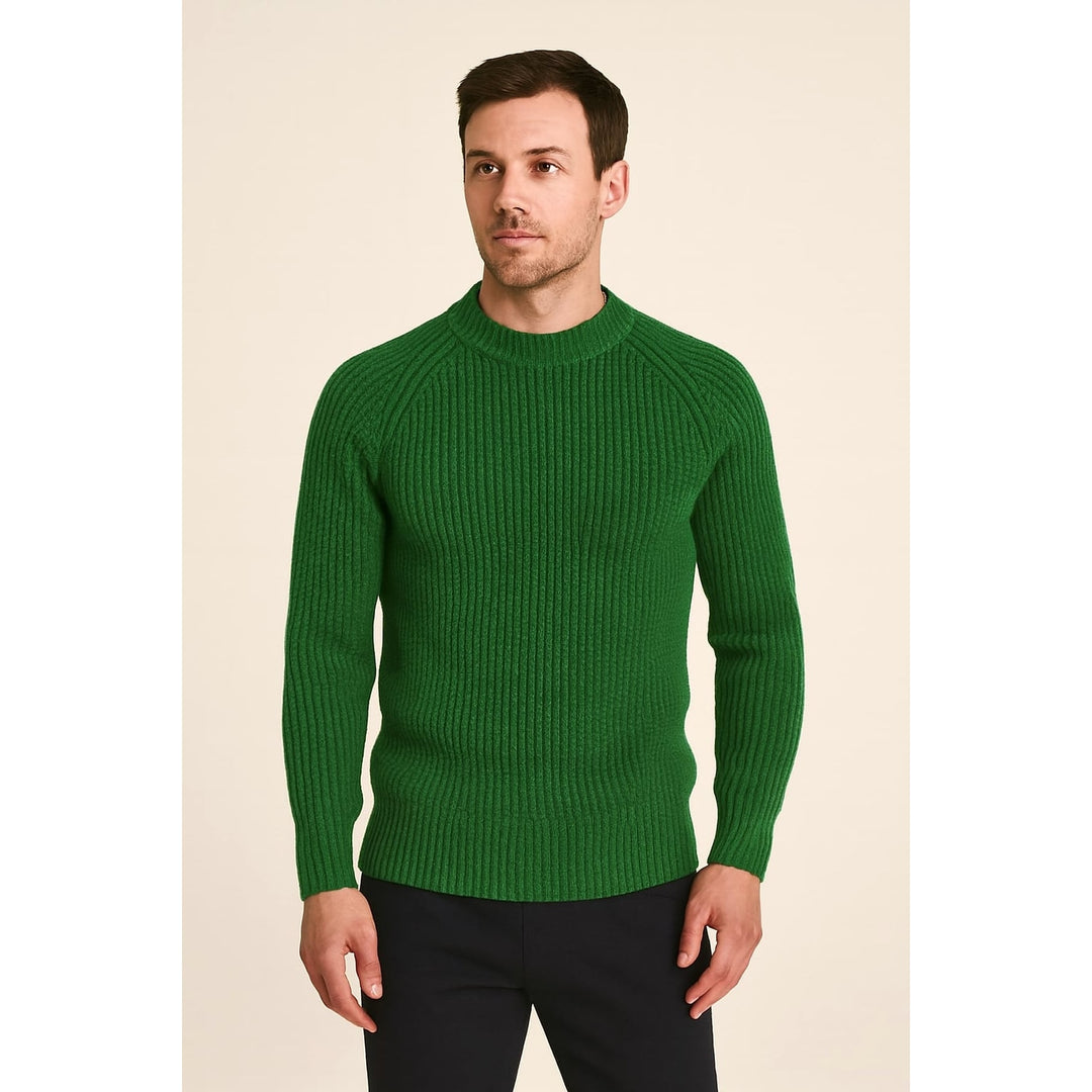 Men's Crew Neck Sweater in Green, front view