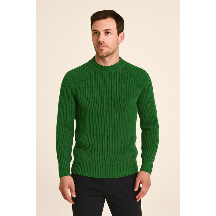 Men's Crew Neck Sweater in Green, front view