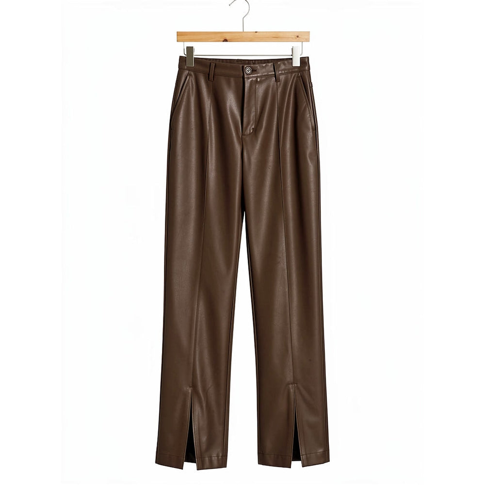 Women's Faux Leather Straight Leg Pants, front view