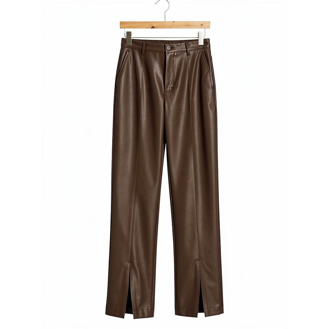 Women's Faux Leather Straight Leg Pants, front view