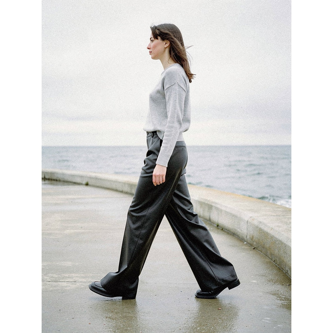 Women's Faux Leather Straight Leg Pants, side view