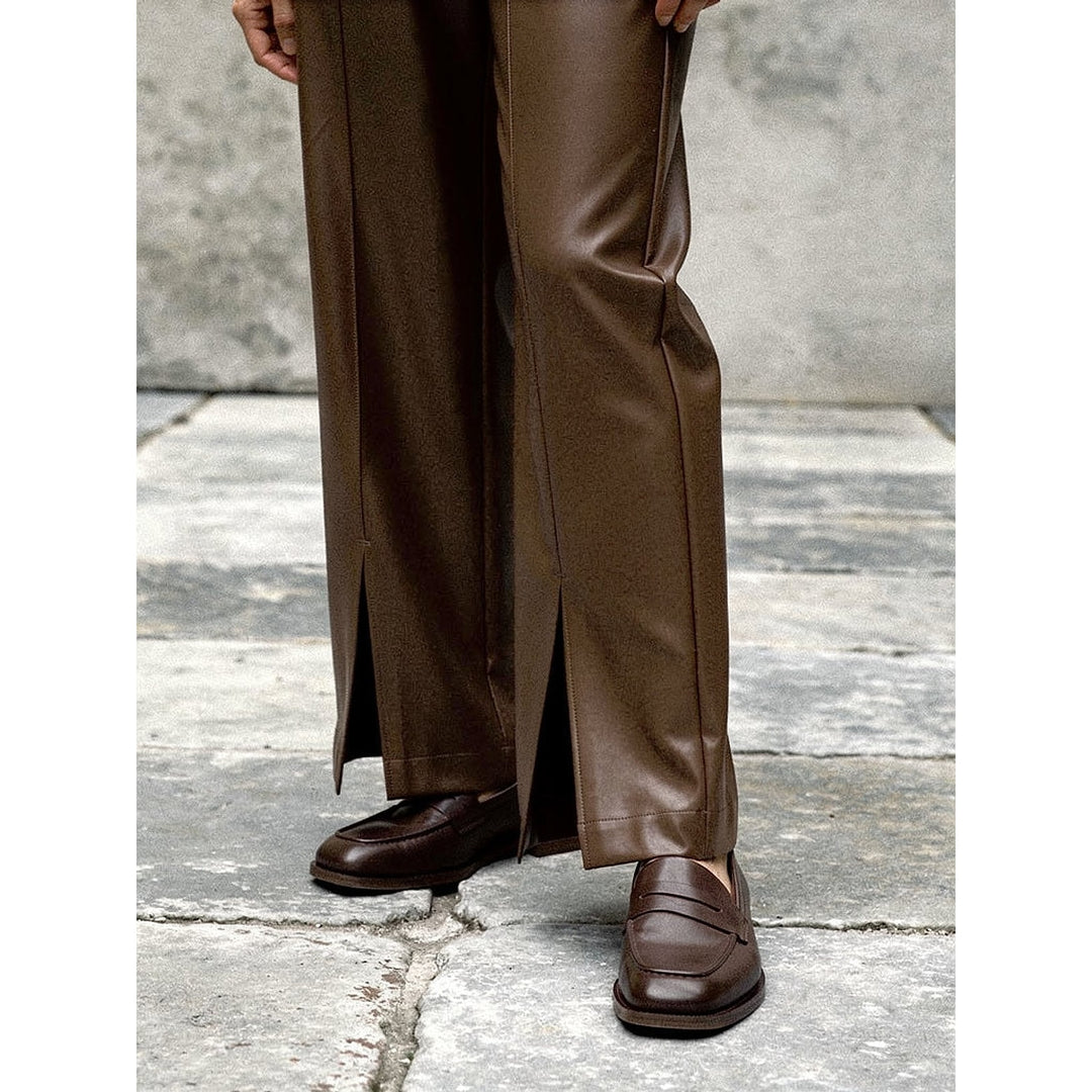 Women's Faux Leather Straight Leg Pants, front view 3