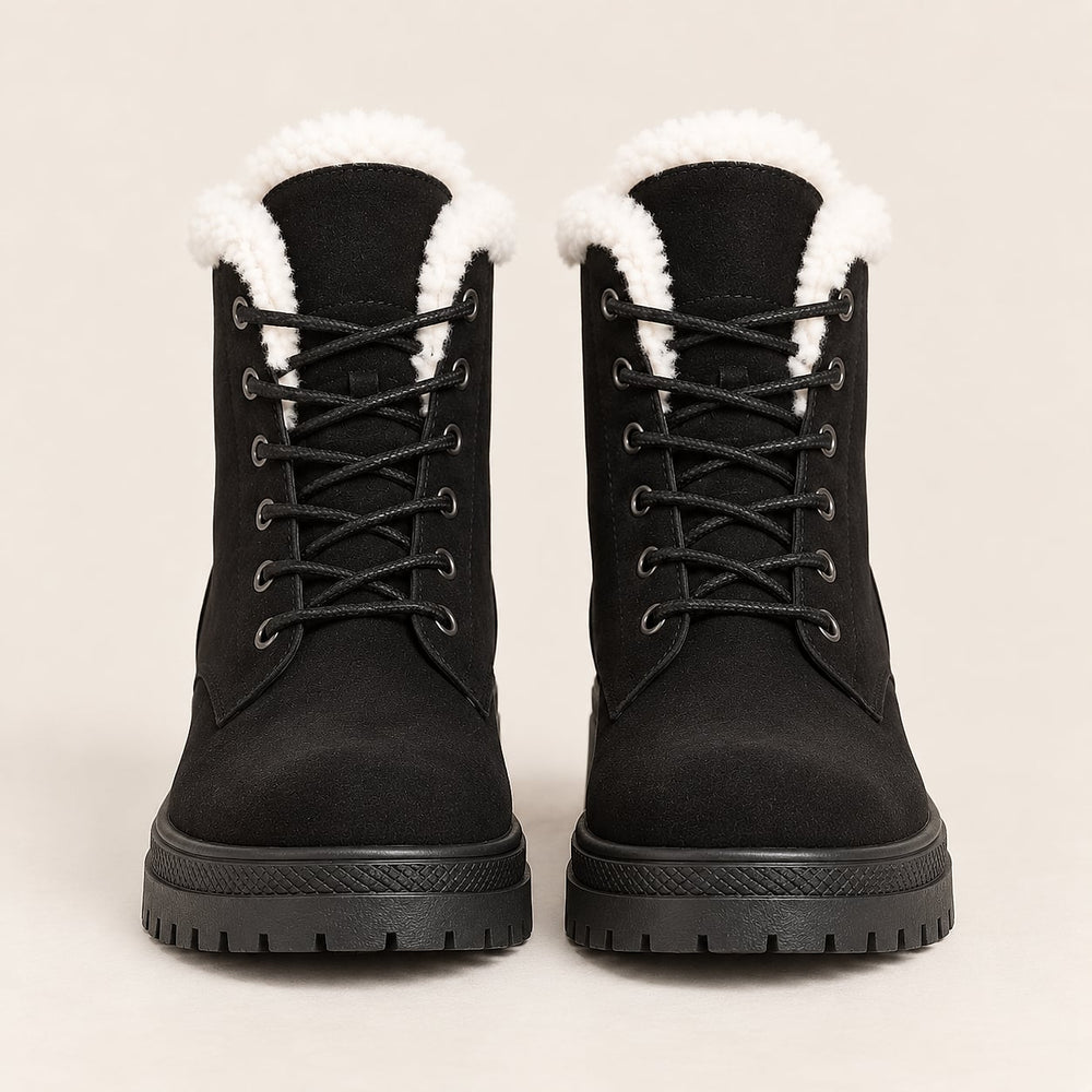 Women's Faux Fur Lined Lace Up Boots, front view