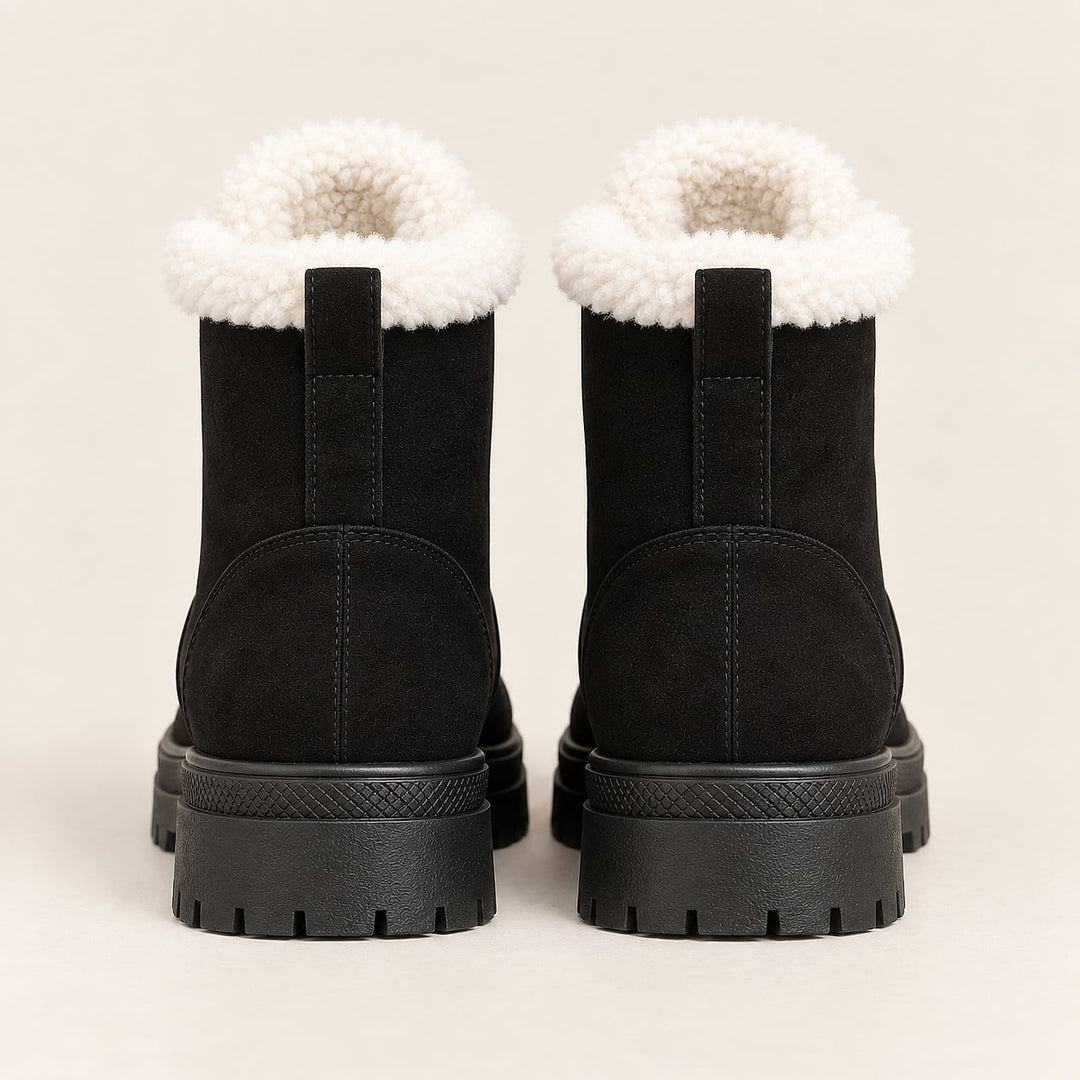 Women's Faux Fur Lined Lace Up Boots, back view