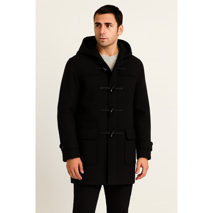 Men's Duffle Coat in Black, front view