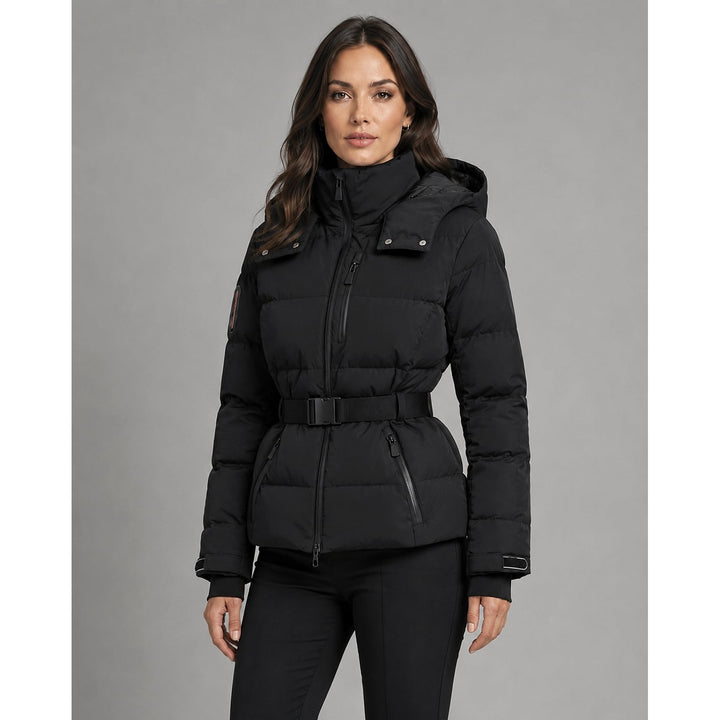 Women's Black Puffer Jacket, front view