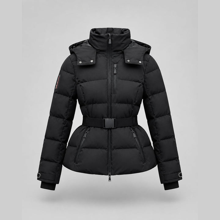 Women's Black Puffer Jacket, front view 5