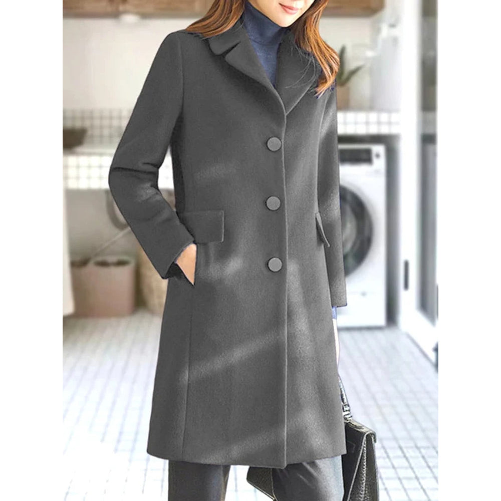 Women's Notch Lapel Coat in Gray, front view