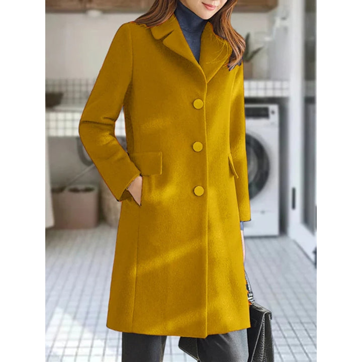 Women's Notch Lapel Coat in Yellow, front view