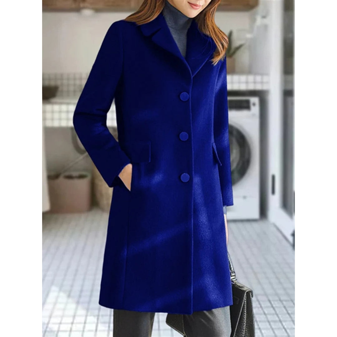 Women's Notch Lapel Coat in Royal Blue, front view