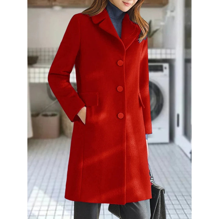 Women's Notch Lapel Coat in Red, front view