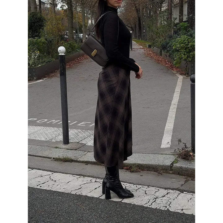 Women's Plaid Midi Skirt, side view 2