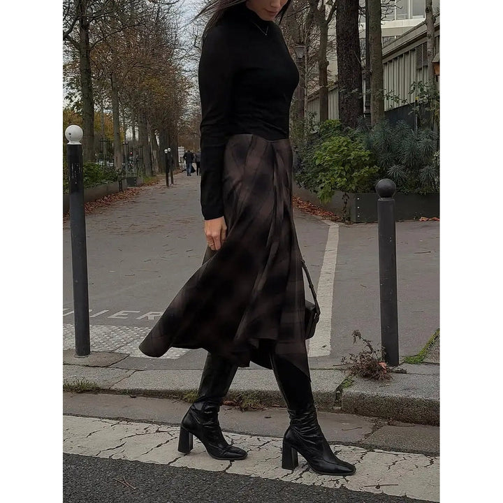 Women's Plaid Midi Skirt, front view 2